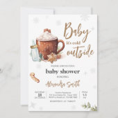 ベビーその冷たい冬の外ホットココアベビーシャワー 招待状 (正面)
