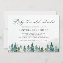 ベビーその冷たい冬の森の外の赤ちゃんシャワー