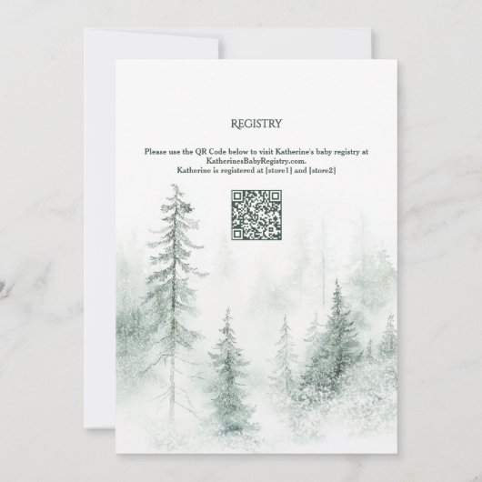 ベビーその冷たい冬の森の外の赤ちゃんシャワー 招待状 (裏面)