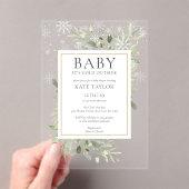 ベビーその冷たい冬の雪の外の赤ちゃんシャワー アクリル招待状 (インサイチュ (ポータブル))