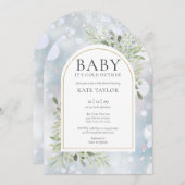 ベビーその冷たい冬の雪の外の赤ちゃんシャワー 招待状 (正面/裏面)