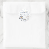 ベビーその冷たい北極圏外の動物の赤ちゃんシャワー ラウンドシール (バッグ)