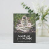 ベビーその冷たい外かわいいペットのホリデーフォト シーズンポストカード (スタンド正面)