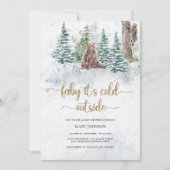 ベビーその冷たい外のクマのベビーシャワー 招待状 (正面)