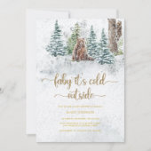 ベビーその冷たい外のクマのベビーシャワー 招待状 (正面)