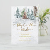 ベビーその冷たい外のクマのベビーシャワー 招待状 (スタンド正面)