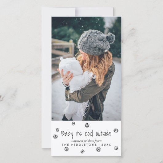 ベビーその冷たい外のシンプルスクリプト休日の写真 シーズンカード (正面)