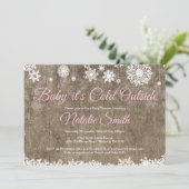 ベビーその冷たい外のバーラップ冬の赤ちゃんシャワー 招待状 (スタンド正面)
