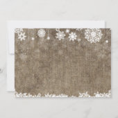 ベビーその冷たい外のバーラップ冬の赤ちゃんシャワー 招待状 (裏面)