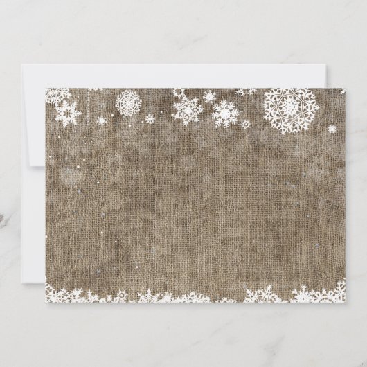 ベビーその冷たい外のバーラップ冬の赤ちゃんシャワー 招待状 (裏面)