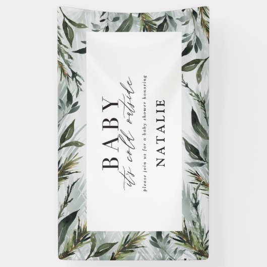 ベビーその冷たい外のベビースシャワー 横断幕 (縦)