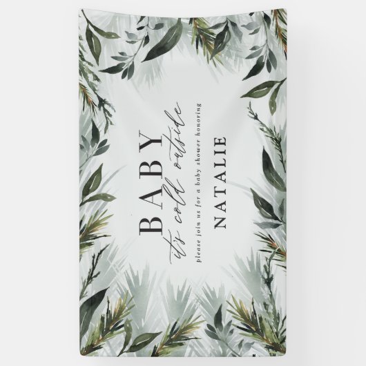 ベビーその冷たい外のベビースシャワー 横断幕 (縦)