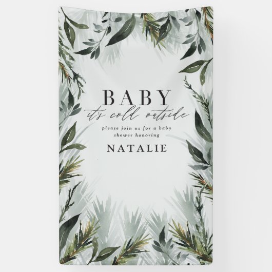 ベビーその冷たい外のベビースシャワー 横断幕 (縦)