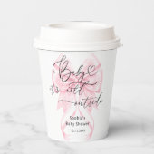 ベビーその冷たい外の冬のピンクの弓ベビーシャワー 紙コップ (裏面)