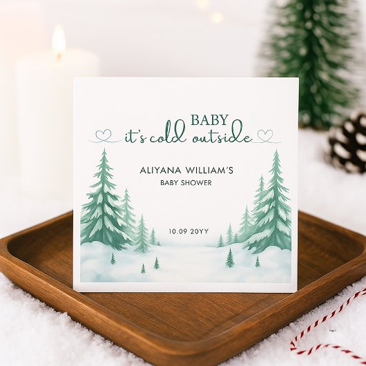 ベビーその冷たい外の冬のベビーシャワーパーティー スタンダードカクテルナプキン