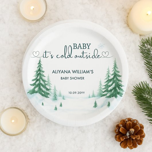ベビーその冷たい外の冬のベビーシャワーパーティー ペーパープレート