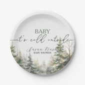 ベビーその冷たい外の冬のベビーシャワーパーティー ペーパープレート (正面)