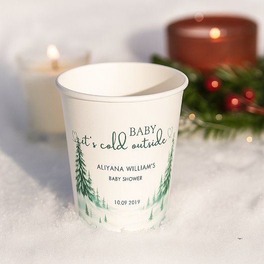 ベビーその冷たい外の冬のベビーシャワーパーティー 紙コップ