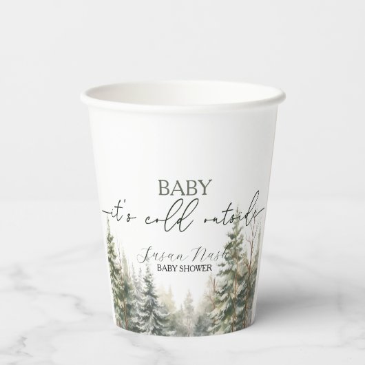 ベビーその冷たい外の冬のベビーシャワーパーティー 紙コップ (裏面)