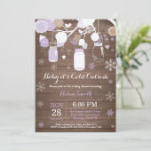 ベビーその冷たい外の冬のメイソンの瓶の赤ちゃんシャワー 招待状 (スタンド正面)