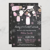 ベビーその冷たい外の冬のメイソンの瓶の赤ちゃんシャワー 招待状 (正面/裏面)