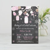 ベビーその冷たい外の冬のメイソンの瓶の赤ちゃんシャワー 招待状 (スタンド正面)