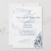 ベビーその冷たい外の冬の常緑の赤ちゃんシャワー 招待状 (正面)