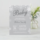 ベビーその冷たい外の冬の灰色の赤ちゃんシャワー 招待状 (スタンド正面)