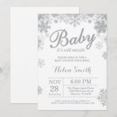 ベビーその冷たい外の冬の灰色の赤ちゃんシャワー 招待状 (正面/裏面)