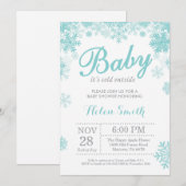 ベビーその冷たい外の冬の紫の赤ちゃんシャワー 招待状 (正面/裏面)