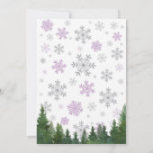 ベビーその冷たい外の冬の紫の赤ちゃんシャワー 招待状 (裏面)
