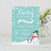 ベビーその冷たい外の冬の赤ちゃんシャワーアクア 招待状 (スタンド正面)