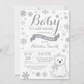 ベビーその冷たい外の冬の赤ちゃんシャワーグレー 招待状 (正面)