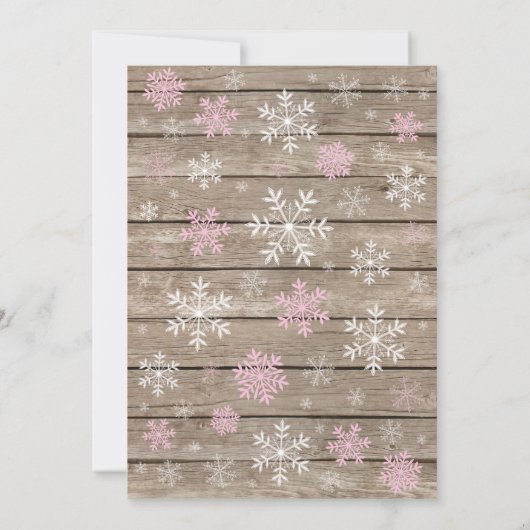 ベビーその冷たい外の冬の赤ちゃん女の子シャワー 招待状 (裏面)