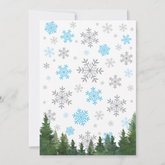 ベビーその冷たい外の冬の青い男の子ベビーシャワー 招待状 (裏面)