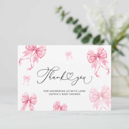 ベビーその冷たい外の女の子の赤ちゃんシャワーありがとう カード (スタンド正面)