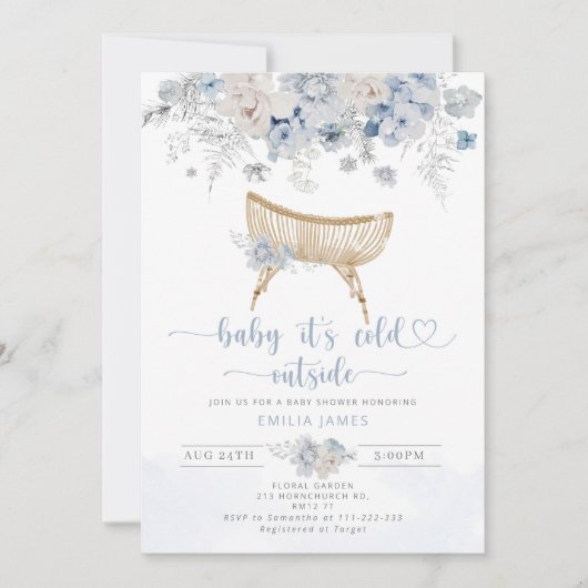 ベビーその冷たい外の子供部屋ベビーシャワー 招待状 (正面)