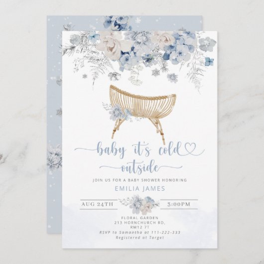 ベビーその冷たい外の子供部屋ベビーシャワー 招待状 (正面/裏面)