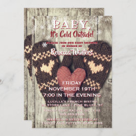 ベビーその冷たい外の木素朴の冬のシャワー 招待状
