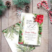 ベビーその冷たい外の松の木の冬の赤ちゃんシャワー 招待状