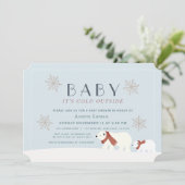 ベビーその冷たい外の極性が青い赤ちゃんシャワーをクマ 招待状 (スタンド正面)