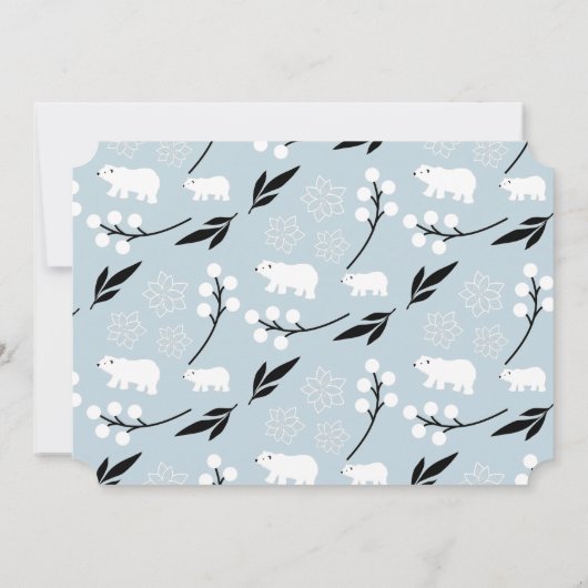 ベビーその冷たい外の極性が青い赤ちゃんシャワーをクマ 招待状 (裏面)