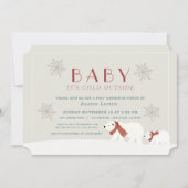 ベビーその冷たい外の極性ベージベージシャワー 招待状 (正面)