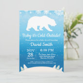 ベビーその冷たい外の極熊の男の子ベイビーシャワー 招待状 (スタンド正面)
