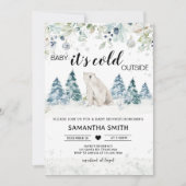 ベビーその冷たい外の極熊の赤ちゃんシャワー 招待状 (正面)