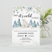 ベビーその冷たい外の極熊の赤ちゃんシャワー 招待状 (スタンド正面)