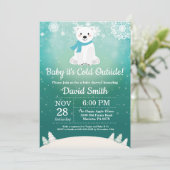 ベビーその冷たい外の極熊の赤ちゃんシャワー 招待状 (スタンド正面)