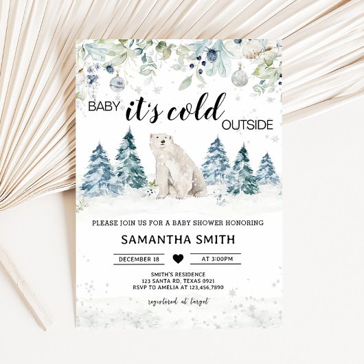 ベビーその冷たい外の極熊の赤ちゃんシャワー 招待状