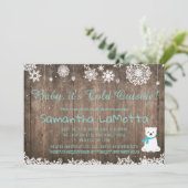 ベビーその冷たい外の極熊の赤ちゃんシャワー 招待状 (スタンド正面)