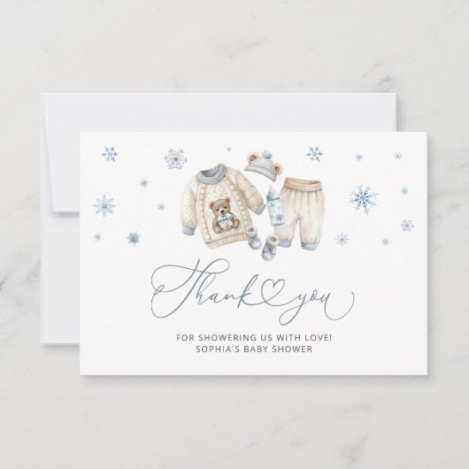 ベビーその冷たい外の男の子の赤ちゃんシャワーありがとう カード (正面)